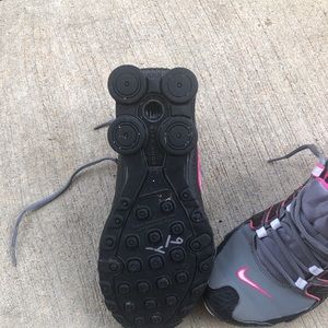 Nike shox pink black gray leopard print